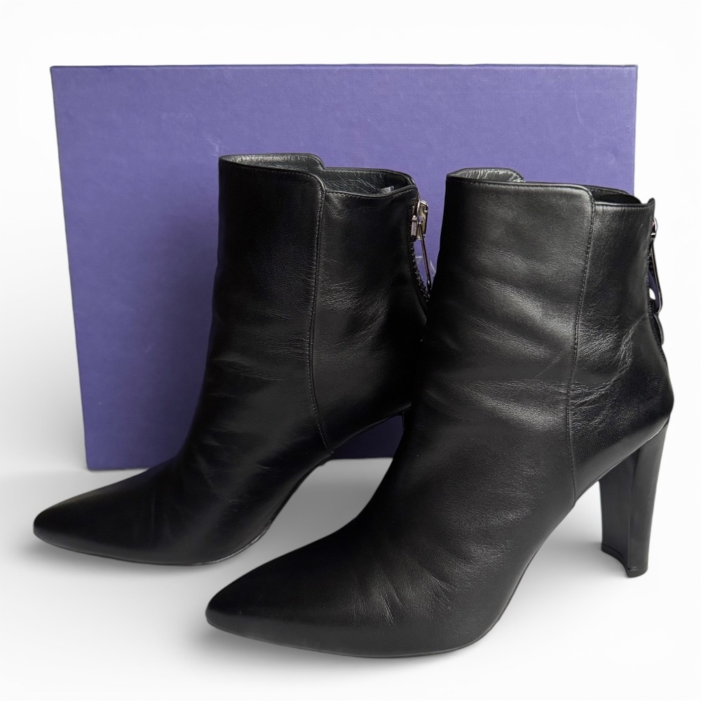 STUART WEITZMAN Mizzip ankle boots black leather size 9 - Picture 2 of 15